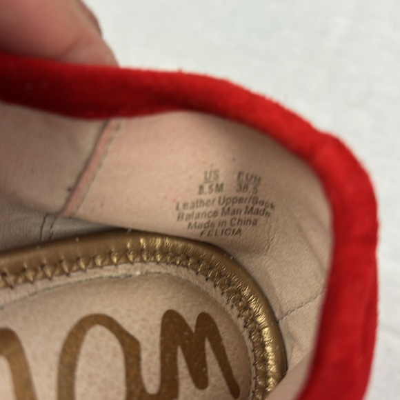 Sam Edelman Red Suede Felicia Round Toe Ballet Flats - Picture 3 of 6